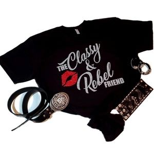 The Classy & Rebel Friend Black Tee.